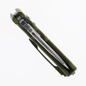 Midgards Messer Little Viking Automatic Knife Olive Green Aluminum Handle Hybrid Cryo Blade Plain Edge