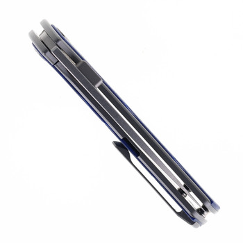 TwoSun Folding Knife Blue/Black Micarta/Titanium Handle D2 Plain Edge TS171-D2