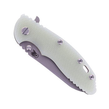 Hinderer XM-18 3.5  Sheepsfoot Folding Knife Translucent Green G10 Handle Working Finish S45VN Blade and Titanium Handle