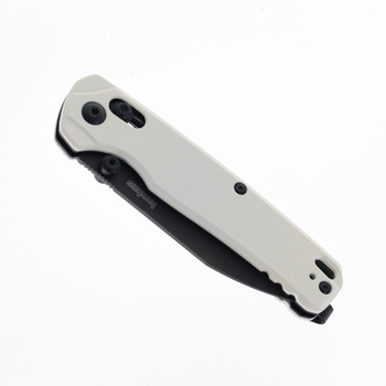 Kershaw Bel Air Folding Knife White Aluminum Handle Reverse Tanto Plain Black Blade 6105WBLK