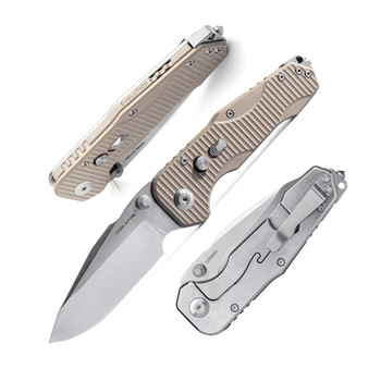 Real Steel Evolution Ironclad Folding Knife Coyote G10 Handle D2 Drop Point Plain Edge 7911SC