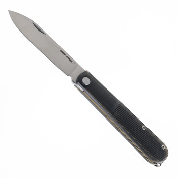 Real Steel Real Barlow Folding Knife Black Plastic Handle 12C27 Drop Point Plain Edge 8041B