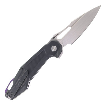Ketuo Griffin G10 Folding Knife Black G10 w/ Carbon Fiber Handle & Purple Accents Satin 14c28n Blade