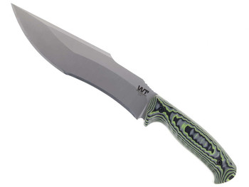 Work Tuff Gear Lanzeta-NC Fixed Blade Knife ZombIe G10 Green Camo Rugged Handle K329 Plain Satin Blade Black Kydex Sheath