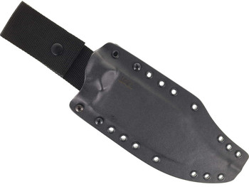 Work Tuff Gear Ranger Fixed Blade Knife Black Paper Micarta Tiger Stripe Handle K329 Plain Satin Blade Black Kydex Sheath