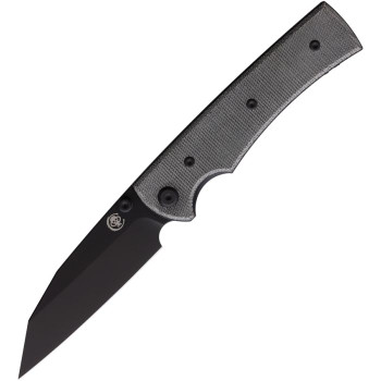 Chaves Blue Label Sangre 229 Folding Knife Black Micarta Handle Elmax Wharncliffe Plain Edge Black PVD Finish