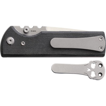 Chaves Blue Label NTAK Folding Knife Black Micarta Handle Elmax Drop Point Plain Edge Stonewash Finish