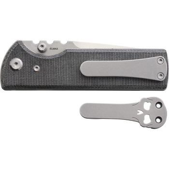 Chaves Blue Label NTAK Folding Knife Black Micarta Handle Elmax Tanto Plain Edge Stonewash Finish