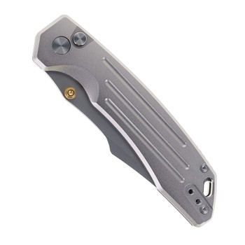 SixLeaf SL-82 Folding Knife Gray Aluminum Handle 14C28N Harpoon Plain Edge