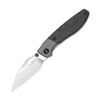 Kizer Shrike Folding Knife Titanium/Carbon Fiber Handle S45VN Drop Point Plain Hand Brushed Finish