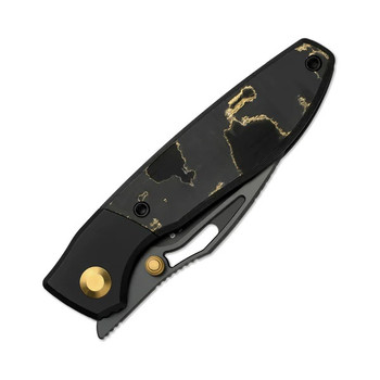 Kizer Shrike Folding Knife FatCarbon Camo Gold Handle S45VN Drop Point Plain Edge Matte DLC Finish Kizer Shrike Folding Knife FatCarbon Camo Gold Handle S45VN Drop Point Plain Edge Matte DLC Finish