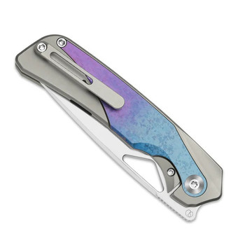 Kizer Topsail Folding Knife Silver/Purple/Blue Titanium/Crystallized Titanium Handle S45VN Drop Point Plain Edge Satin Finish Ki3735A1 Kizer Topsail Folding Knife Silver/Purple/Blue Titanium/Crystallized Titanium Handle S45VN Drop Point Plain Edge Satin Finish Ki3735A1