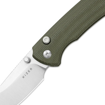 Kizer T1 BD Folding Knife Olive Green Micarta Handle Nitro-V Drop Point Plain Edge Satin Finish V3490.2BA1 Kizer T1 BD Folding Knife Olive Green Micarta Handle Nitro-V Drop Point Plain Edge Satin Finish V3490.2BA1