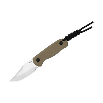 Kizer Drop Bear Fixed Blade Knife Tan G10 Handle AEB-L Clip Point Plain Edge Satin Finish 1092A2