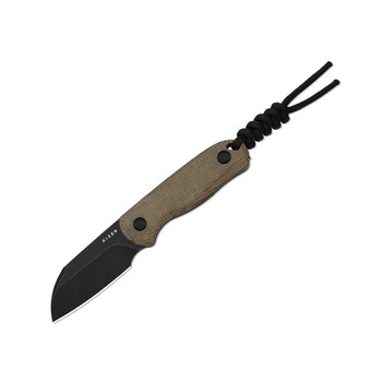 Kizer Drop Bear Fixed Blade Knife Brown Norplex UltreX Micarta Handle AEB-L Sheepsfoot Plain Edge Black Stonewash Finish 1093A2