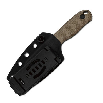 Kizer Drop Bear Fixed Blade Knife Brown Norplex UltreX Micarta Handle AEB-L Sheepsfoot Plain Edge Black Stonewash Finish 1093A2