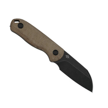 Kizer Drop Bear Fixed Blade Knife Brown Norplex UltreX Micarta Handle AEB-L Sheepsfoot Plain Edge Black Stonewash Finish 1093A2