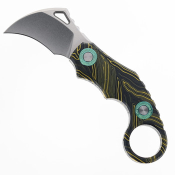 TwoSun Fixed Blade Knife Yellow/Black G10 Handle D2 Karambit Plain