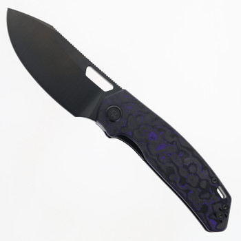(Dropping Nov 20 @ 12PM EST) Divo Knives Growler XL Folding Knife Purple Flow Camo Carbon Handle DLC 154CM Blade