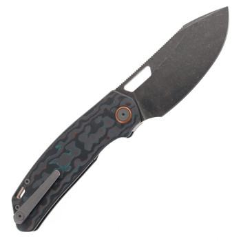Divo Knives Growler XL Folding Knife Shipwreck Camo Carbon Handle Acidwash 154CM Blade