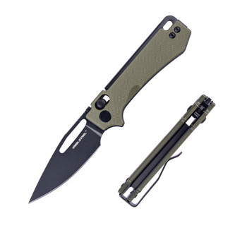 Real Steel Vis Folding Knife Green G10 Handle 12C27 Plain Black