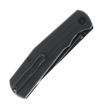 Petrified Fish Lis Folding Knife Button Lock Black G10 Handle 10Cr15coMoV Black PVD Stonewashed Blade PFP14DDW