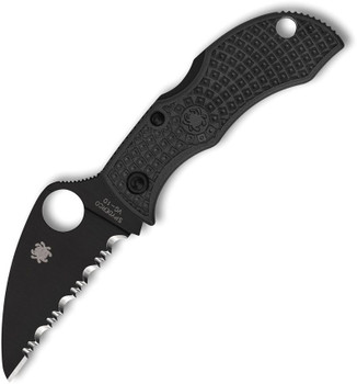 Spyderco Manbug Folding Knife Black FRN Handle VG-10 Black Serrated Blade MBKWSBK