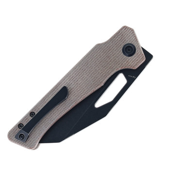 Kansept Egress Folding Knife Brown Micarta Handle S35VN Plain Edge Black Stonewash Finish K1033A2