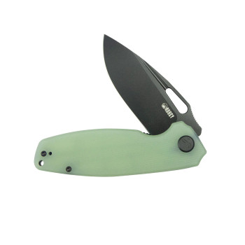 Kubey Tityus Liner Lock Folding Knife Jade G10 Handle Blackwash 14C28N Blade KU322X