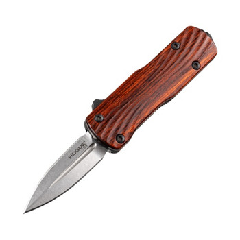 Hogue Micro Counterstrike OTF Automatic Double Edge Stone Tumbled MagnaCut Blade Cocobolo/Black Aluminum Handle 34893-LIM
