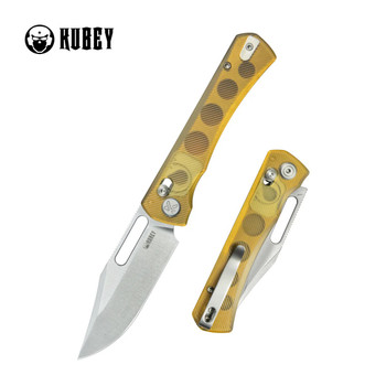 Kubey TBO Folding Knife Ultem Handle 14C28N Clip Point Plain Edge Satin Finish KU396C