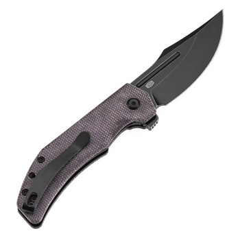 Open Box - Tenable Orion Folding Knife Purple Micarta Handle 14C28N Clip Point Plain Edge Blackwash Finish B1089A2