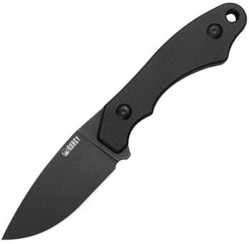 Kubey TLB I Fixed Blade Knife Black G10 Handle 14C28N Drop Point Plain Edge Blackwash Finish KU467B
