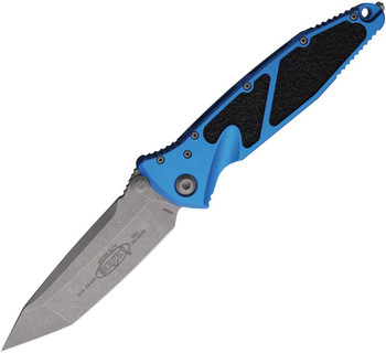 Microtech Socom Elite Folding Knife T/E Apocalyptic Standard Blue Aluminum Handle M390 Stonewash Handle 161-10 APBL
