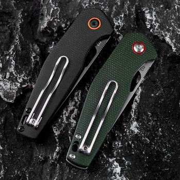 FreeTiger Folding Knife D2 Steel Satin Blade Green Micarta Handle FT939-GR