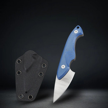 FreeTiger Small Fixed Blade Satin 14C28N Blade Blue Micarta Handle FTB202