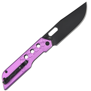 Artisan Cutlery Beest Folding Knife Purple Aluminum Handle AR-RPM9 Drop Point Plain Black PVD Finish 1878P-BVT