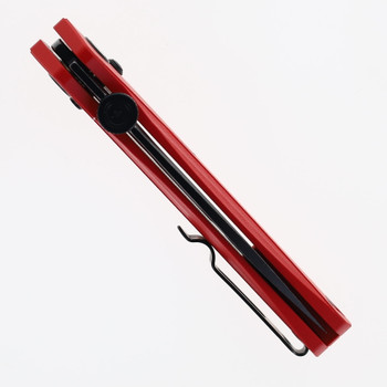 Bestech Mothus Folding Knife Red G10 Handle 14C28N Drop Point Plain Edge Black Stonewash Finish BG67H