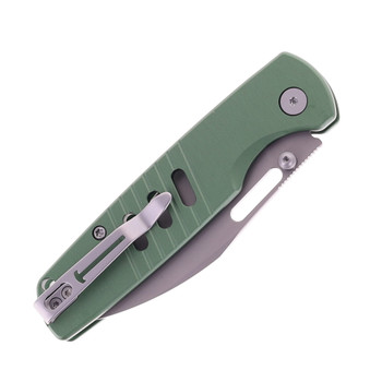 Bestechman Vector Folding Knife Green Aluminum Handle D2 Plain Edge Glass Beadblast Finish BMK15C