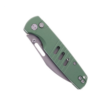 Bestechman Vector Folding Knife Green Aluminum Handle D2 Plain Edge Glass Beadblast Finish BMK15C