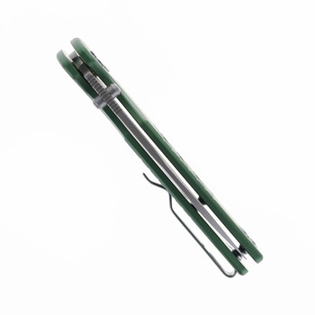 Bestechman Vector Folding Knife Green Aluminum Handle D2 Plain Edge Glass Beadblast Finish BMK15C