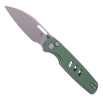 Bestechman Vector Folding Knife Green Aluminum Handle D2 Plain Edge Glass Beadblast Finish BMK15C