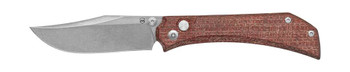Mercury Knives Amon Button Lock Folding Knife Red Burlap Micarta Handle Elmax Stonewash Blade 9AMON-RB-C
