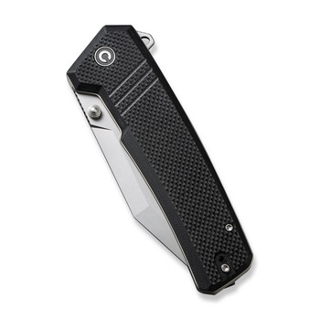 Discontinued Civivi Bhaltair Folding Knife Black Coarse G10 Handle 14C28N Tanto Plain Edge Stonewash Finish C23024-1