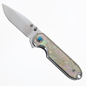 QSP Nebula Folding Knife Mother of Pearl Handle 14C28N Clip Point Plain Edge QS168-A