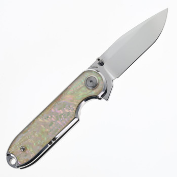 QSP Nebula Folding Knife Mother of Pearl Handle 14C28N Clip Point Plain Edge QS168-A