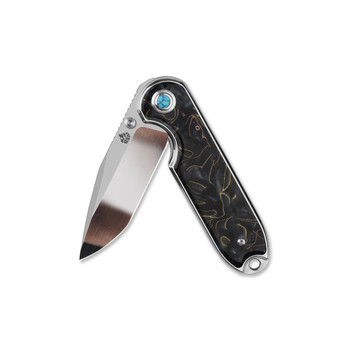 QSP Nebula Folding Knife Brass Copper Mesh Resin Handle 14C28N Clip Point Plain Edge QS168-E
