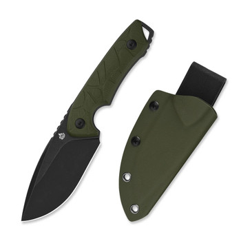 QSP Tiny TOT Fixed Blade Knife OD Green G10 Handle 10Cr15MoV Plain Black Blade QS169-B2
