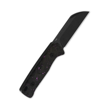 QSP Baby Penguin Fixed Blade Knife Purple Shredded CF Handle 14C28N Sheepsfoot Plain Black Blade BP-E2