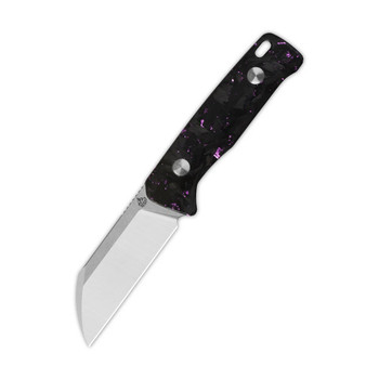 QSP Baby Penguin Fixed Blade Knife Purple Shredded CF Handle 14C28N Sheepsfoot Plain Edge Two Tone Finish QS130BP-E1